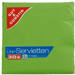 Gut & Günstig Servietten 3-lagig unifarben 30 Stück 33x33 cm grün, 33x33 cm