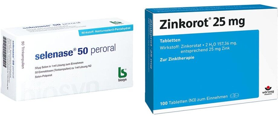 Selenase 50 peroral + Zinkorot 25 mg Zink Tabletten