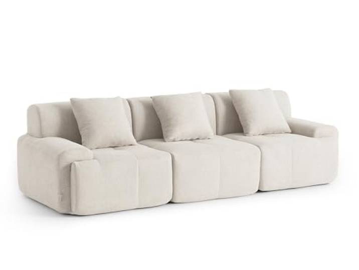 MILYsofa Modulares 3-Sitzer-Sofa, Chenille-Bezug Elfenbeinweiß, Abnehmbare Kissenbezüge (Elfenbeinweiß, 3-Sitzer)