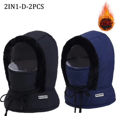 Inspire Picks Cold Weather Thermal Balaclava Scarf Windproof Plush Hood Ski Face Mask setb 2pcs