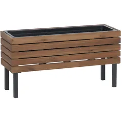 Mendler Pflanzkasten HWC-P84, Blumenkasten Outdoor Stahl Akazie 36x62x22cm FSC®-zertifiziert ~ braun