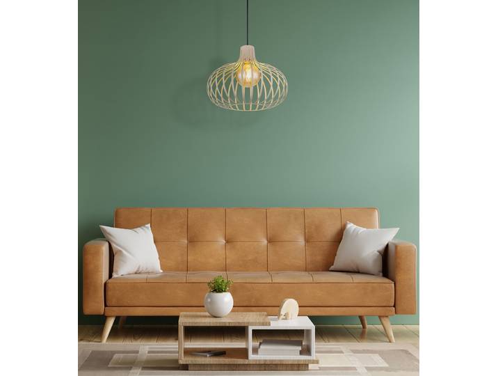 Suspension Rond Ø 40cm Beige/Sable Tissé à plat E27