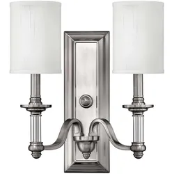 Wandlampe Leuchte Stahl Leinen Glas Nickel H 40 cm Flurleuchte Treppenlampe