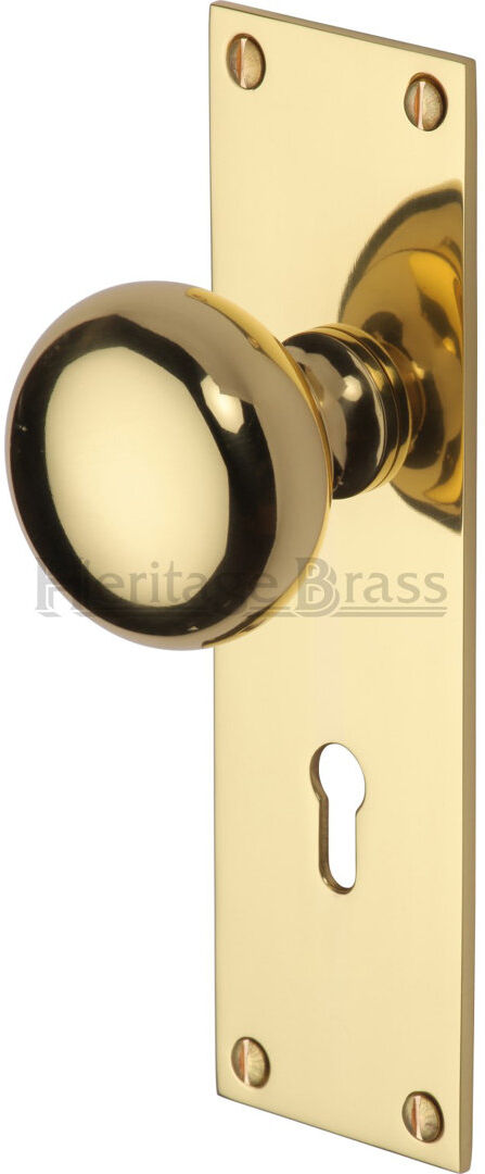 Heritage Brass Balmoral Keyed Door Knob Polished Brass 43.18cm H X 12.7cm W