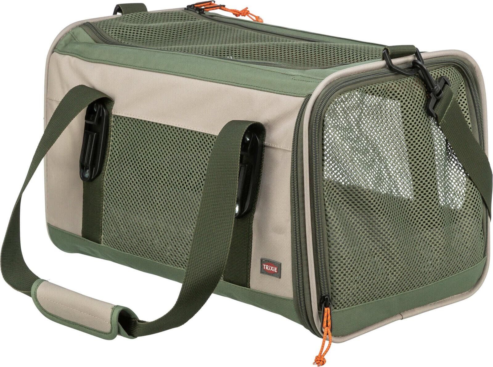 Tiertransporttasche TRIXIE "Marlon 27 x 27 x 43 cm", beige, olivgrün, B:27cm H:27cm T:43cm, Tiertransportbehälter, Tiertransporttasche, Gepolsterte Bodenplatte, integr. Kurzleine verhindert Herausspringen beige, olivgrün B/H/T: 27cm x 27cm x 43cm