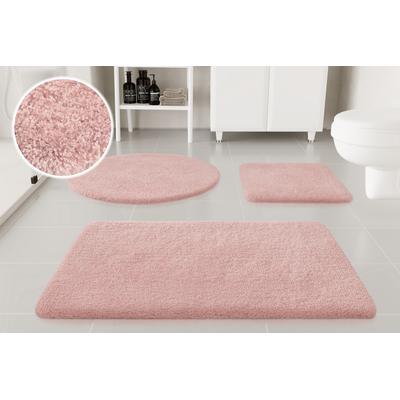 Badematte OTTO HOME "Kaarin, uni, viele Farben, Badvorleger, Badezimmer Teppich", rosa (puder rosa), H:30mm, Polyester, Badematten, Badematte, Badteppich, getuftet, flauschig, hochflor, große Farbauswahl