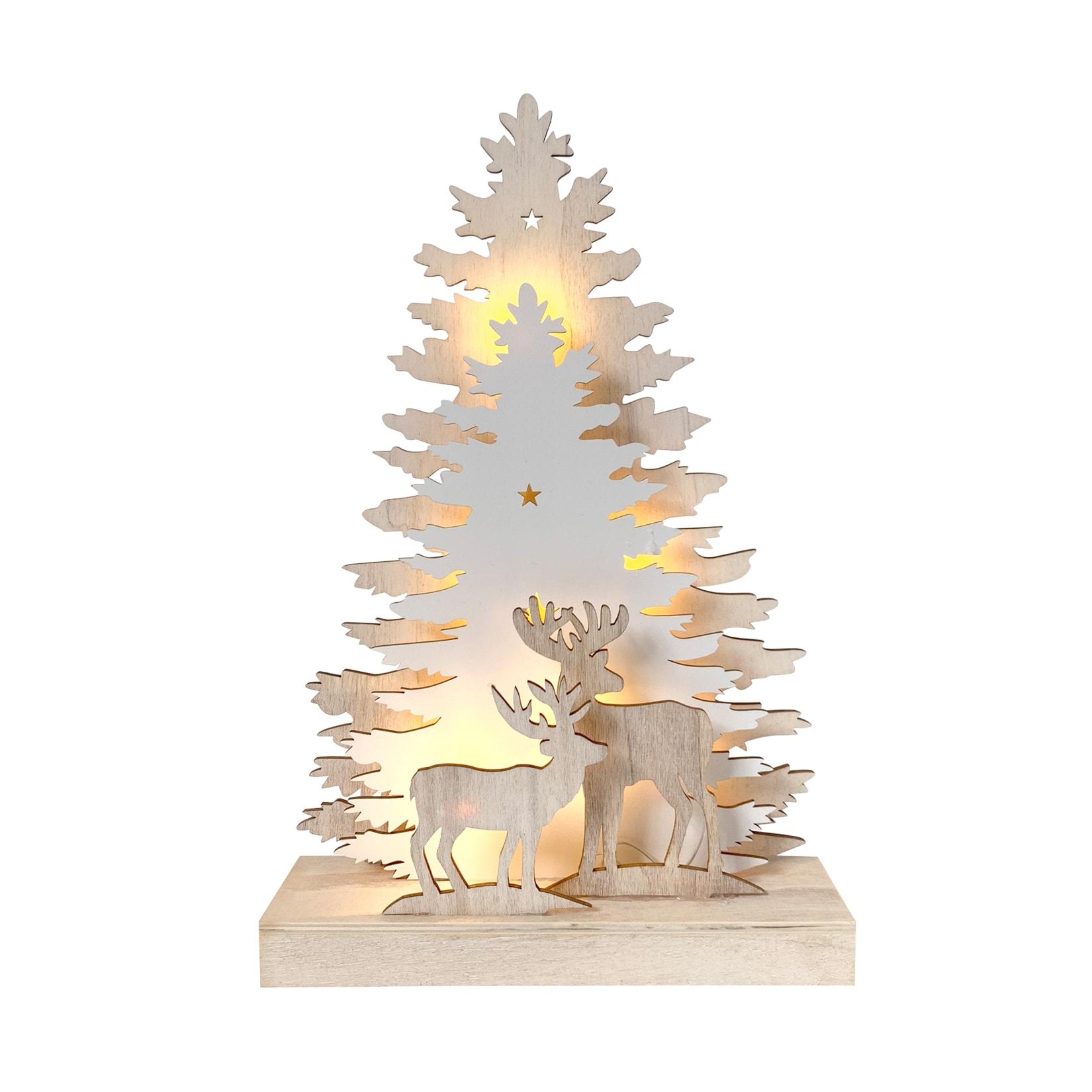 HTI-Living Beleuchtete Weihnachtsszene Rehe im Winterwald