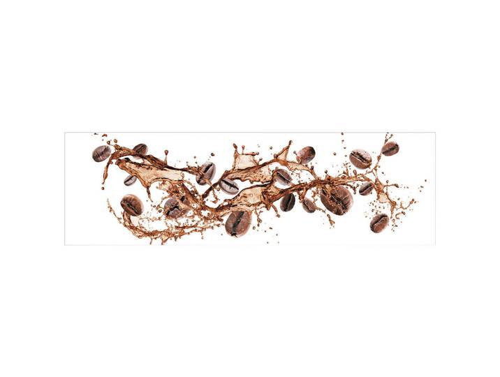 Fani Küchenrückwand Smart - Glas, Braun, Weiß, Metall, Kunststoff, Kaffee, 210x63.7x0.6 cm, mit Dekor, Spritzschutz, individuell zuschneidbar, Echtglas-Optik, eventuelle Anpassungen vor Ort nötig, Küchen, Küchenausstattung, Küchenrückwände