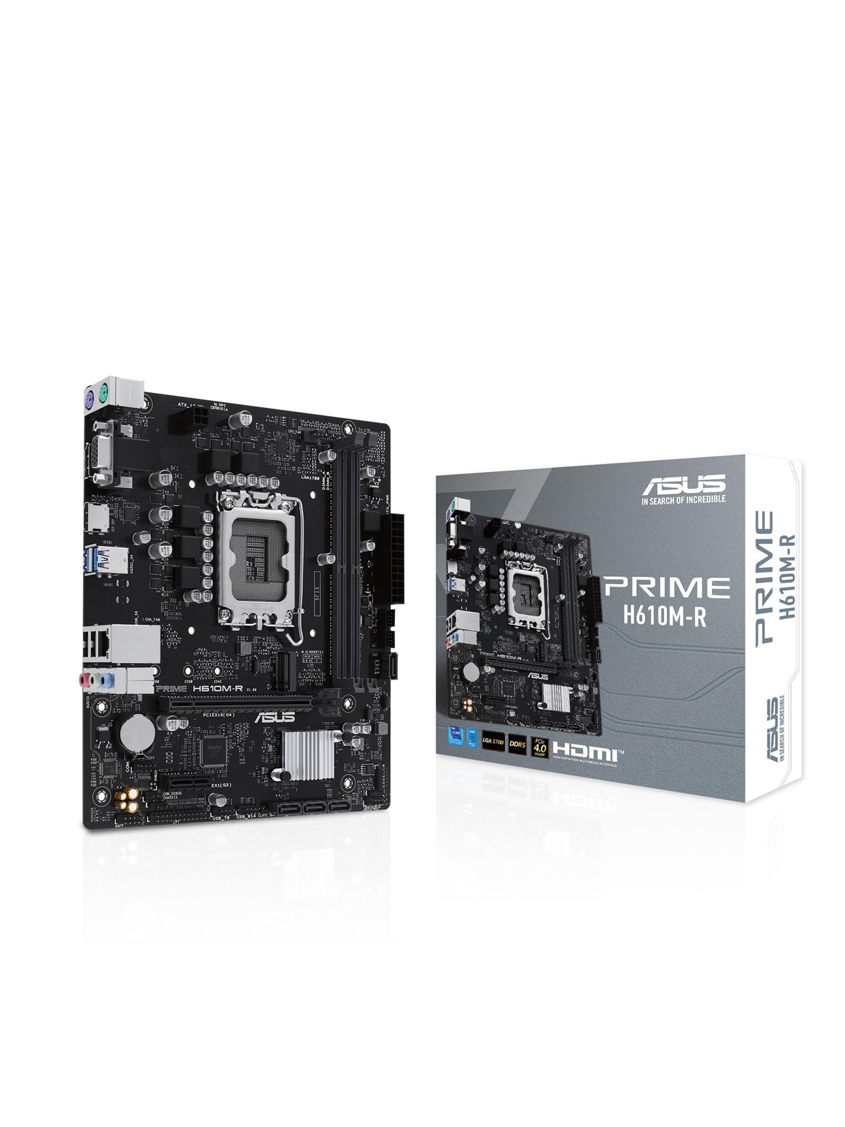 ASUS PRIME H610M-R-SI Mainboard - Intel H610 - Intel LGA1700 - DDR5 RAM - Micro-ATX