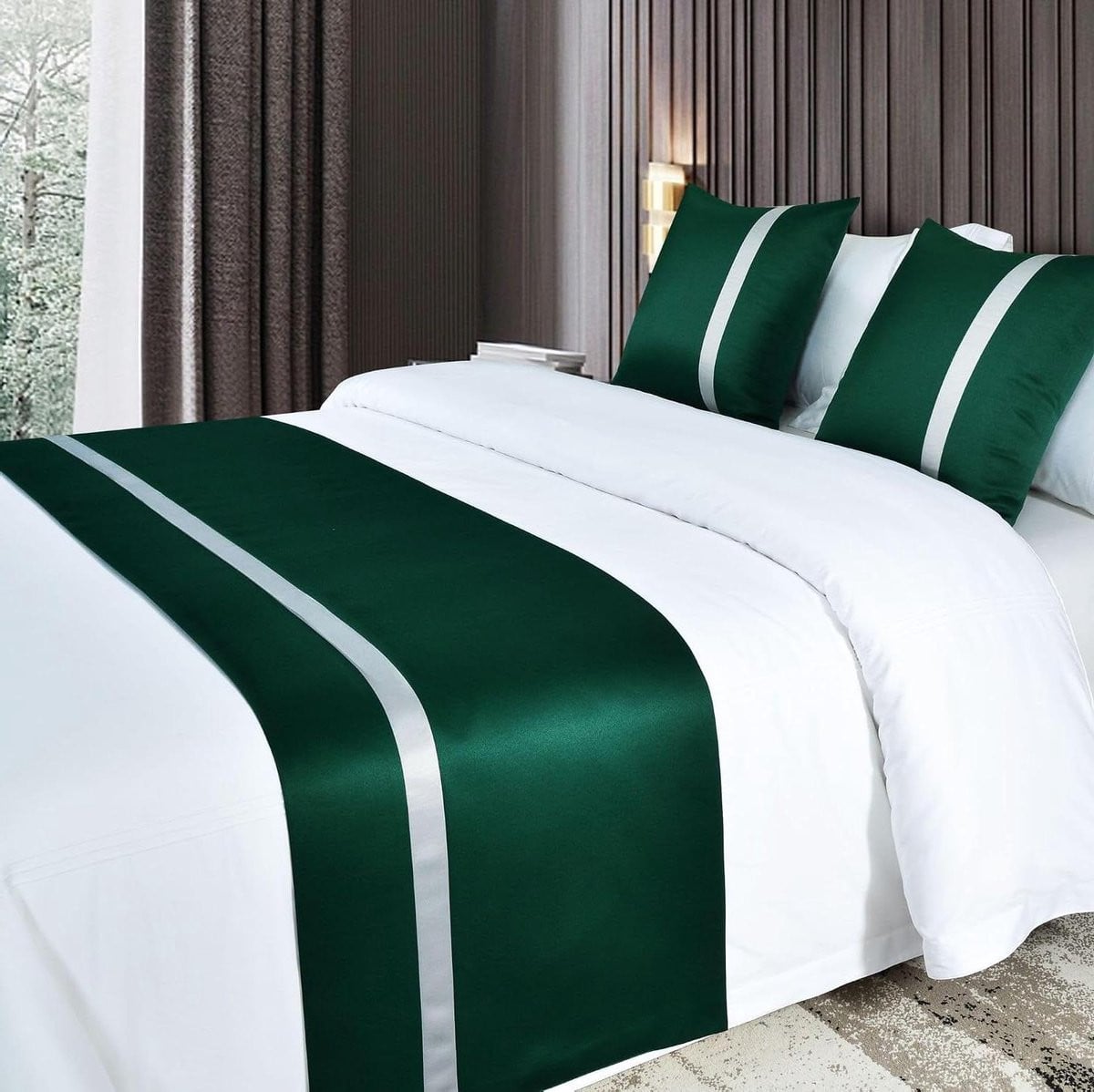 Groene Kingsize Bedloper van Huidvriendelijke Stof - 180 x 50 cm