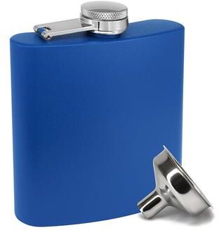 Inspire Daily Merch Leak Proof Hip Flask With Funnel Stainless Steel Drinking Flask For Liquor Whiskey Camping blue