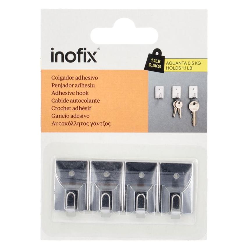 Inofix Klebehaken für Schlüssel, silber, 4 Stück (42687549)