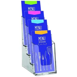 Europel, Prospektständer, Tisch-Prospekthalter, DIN lang, 4 F„cher, glasklar (A4)