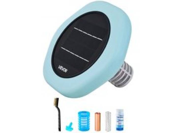 VEVOR Ioniseur Solaire de Piscine, Purificateur à Ions de Cuivre Hexagonal, jusqu'à 170343 L, Nettoyeur Flottant Automatique, pour Spas Bains à Remous, Eau sans Chlore, Bandelettes de Test et Brosse