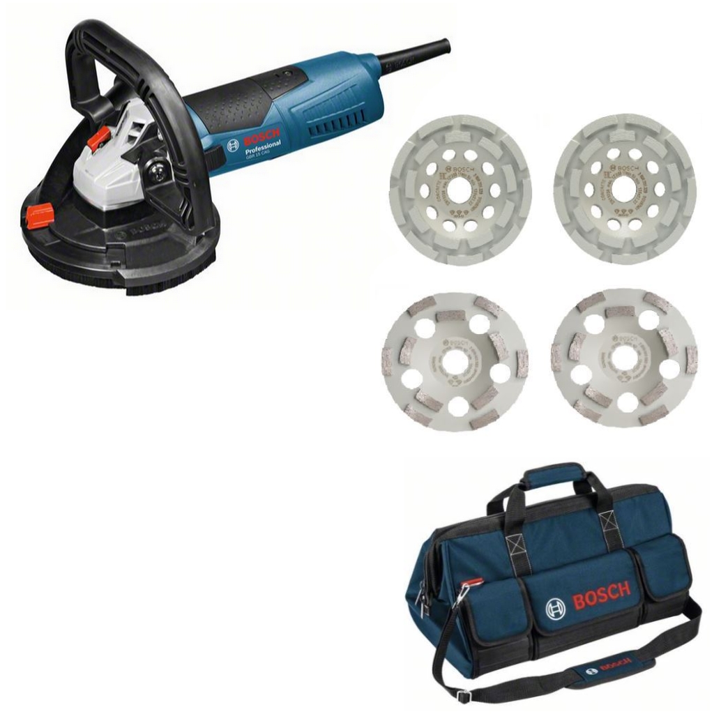 Bosch Betonschleifer GBR 15 CAG + DIA-Set 2+2 Topfscheiben Tasche 06159975H0