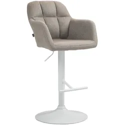 CLP Barhocker Natoma Stoff weiß   Farbe: taupe, Material Gestell: Metall matt weiss