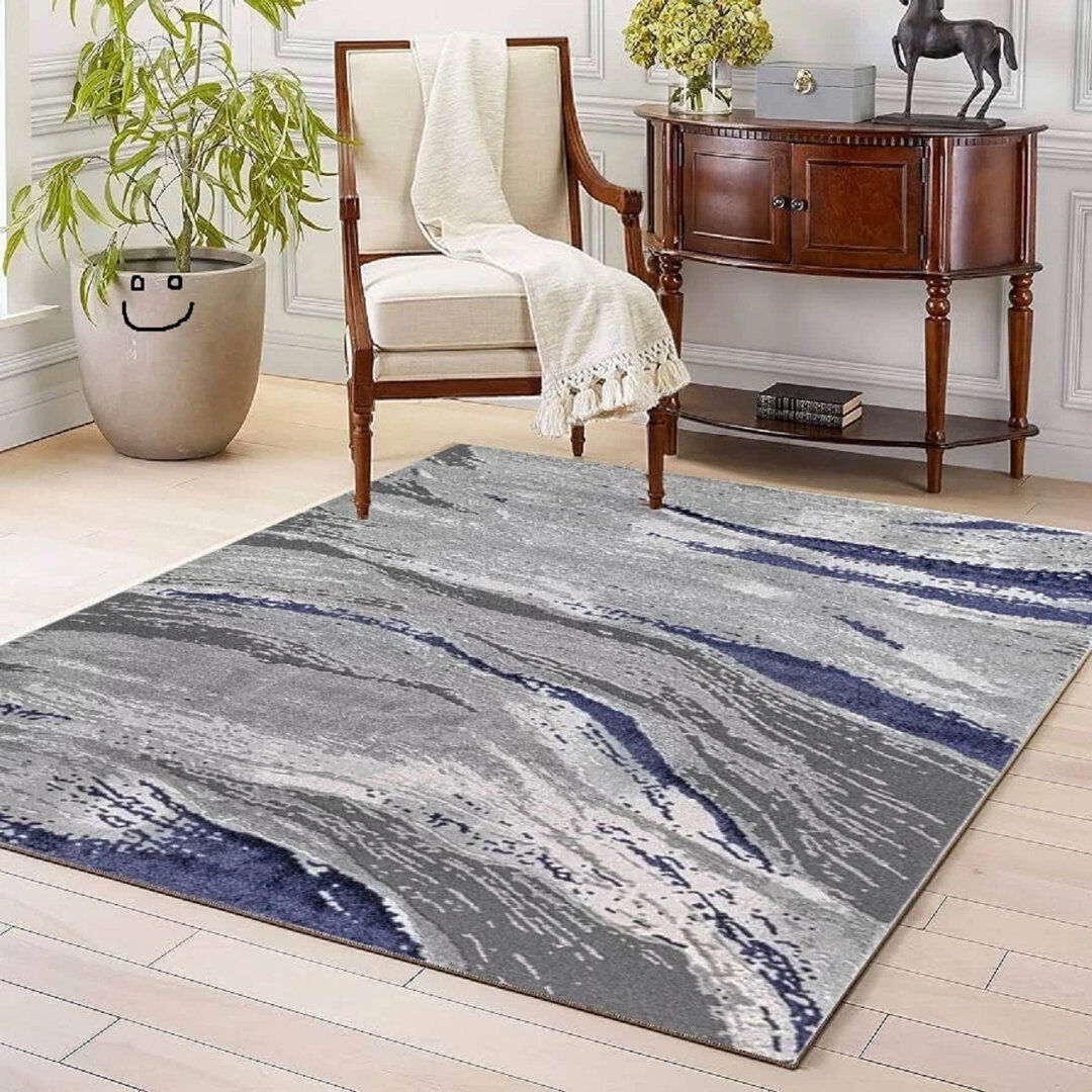 Rebrilliant Abstract Flatweave Kilim Area Rug Blue Rectangle 200 x 290 cm