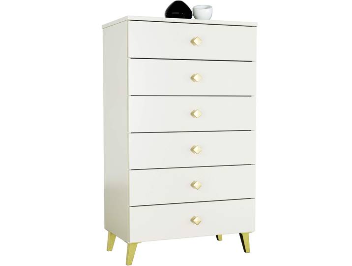 Kommode AKORD MOBI in der Farbe Kaschmir mit 6 Schubladen B60 x H104 x T37 cm