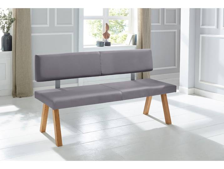Bank GOODPRODUCT Mobilar Rio , grau, B:140cm H:89cm T:53cm, Sitzbänke, Bank, mit Rückenlehne und aus Massivholz