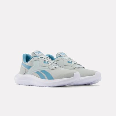 Laufschuh REEBOK "ENERGEN LUX", Herren, Gr. 42,5, atmungsaktiv, grau (grau, warped blau, sport citrus), Synthetik, Textil, Schuhe Laufschuh