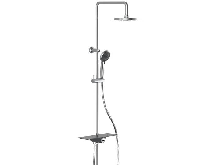 Duschsystem SCHÜTTE Aquastar , grau (chromfarben), H:113cm, Brausegarnituren, Duschsystem, Regendusche ohne Armatur, Duschsystem mit Ablage, mit 5 Funktionen