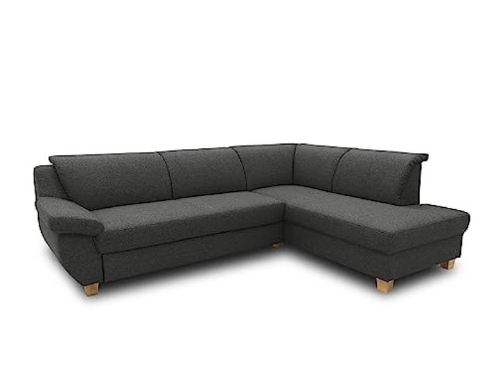 DOMO. collection Ecksofa Panama, gepolsterte Armlehnen, anthrazit Ottomane rechts mit Holzfuß, klassisches Ecksofa in L-Form für stilvollen Wohnkomfort, 254 x 186 x 80 cm (BxTxH)