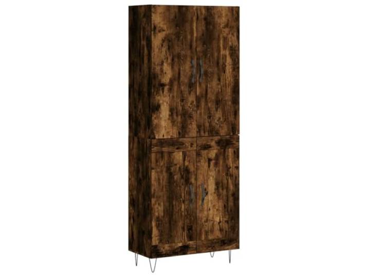 KKgypkn Highboard Räuchereiche 69,5x34x180 cm Holzwerkstoff Viel Stauraum, Metallfüße, Stabile Konstruktion, Mit Wandhalterung