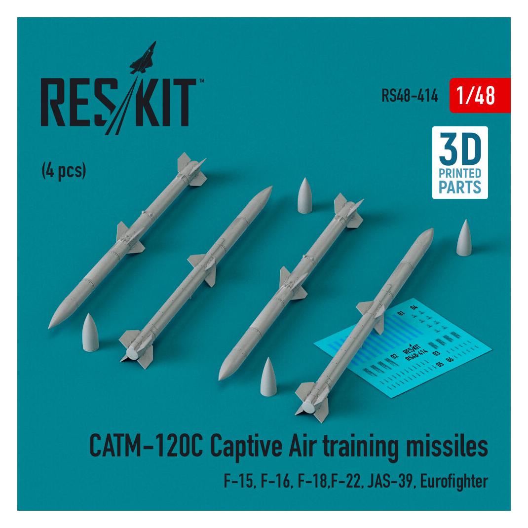 ResKit CATM-120C Captive air training missiles (4 pcs) (F-15, F-16, F-18,F-22, JAS-39, Eurofighter) (3D Pri (RS48-0414)