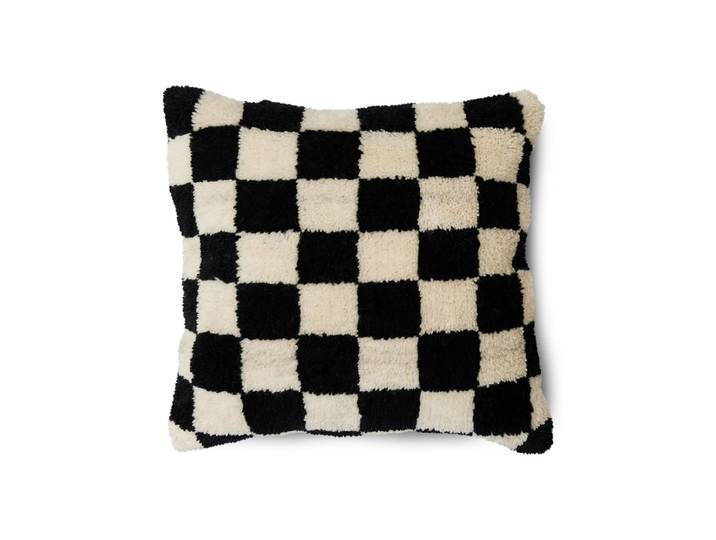 HKliving - Wollkissen, 50 x 50 cm, black and white statement