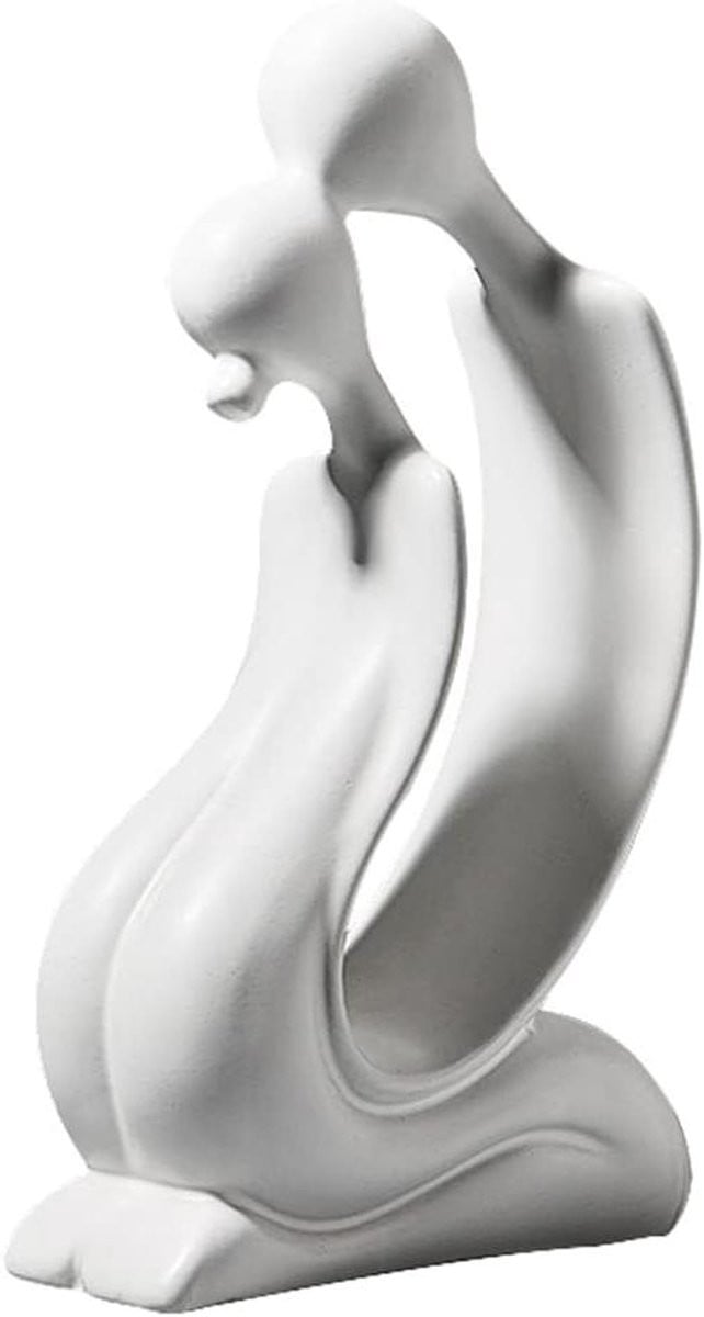 Koppel Beeld Liefdes Sculptuur Abstract Kunst Design Wit Hoogte: 24 cm