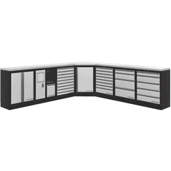 Kraftwerk, Werkstattschrank, Mobilio 7er Kombi Werkstatt-Schrankwand Edelstahl (48.80 cm, 91 cm)