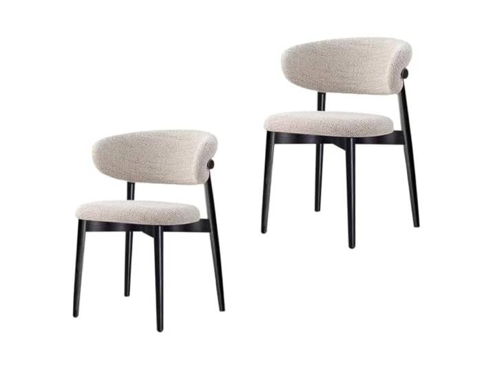 Moderne Massivholz-Essstühle mit Bouclé-Polsterung, 2er-Set (C, 2PCS)