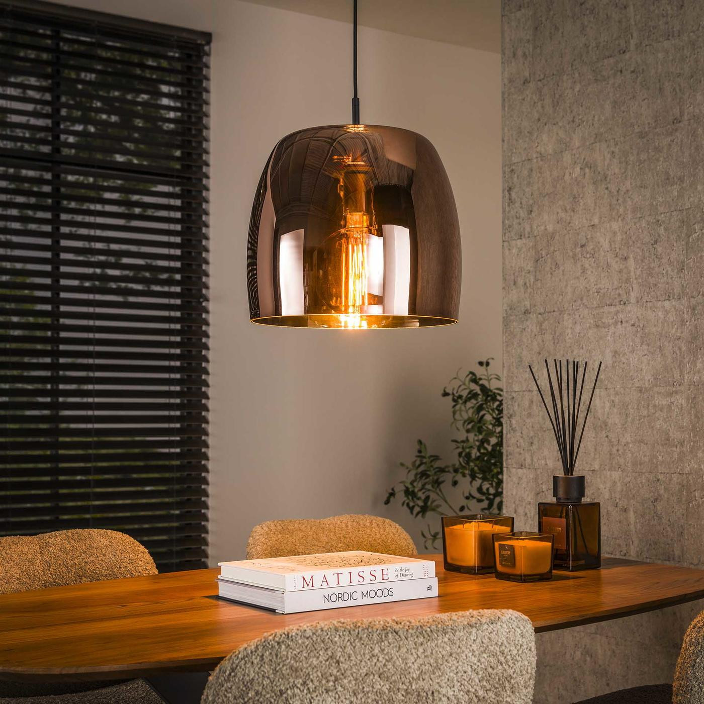 Hanglamp Drift Glass 1-Lichts Koper - Giga Meubel