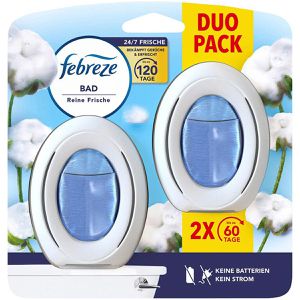 Febreze Raumduft Bad Lufterfrischer, Duo Pack, Duftspender, 24/7 Frische, 2 x 8 ml, Reine Frische