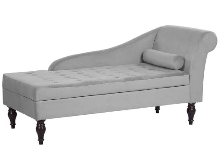 Beliani Rechtsseitige Chaiselongue Hellgrau Samtstoff Moderne Stoff, Grau, Abgesenkt, Schaumstoff-Füllung, Sperrholz, Sitzhöhe 40 cm, Belastbarkeit 300 kg, 145 x 65 x 72 cm