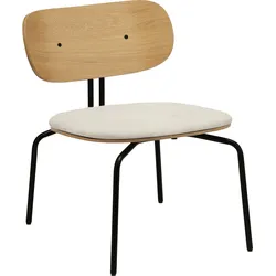 Curious Lounge Teddy Stuhl weiß mit gepolstertem Sitz mit schwarzen Beinen
