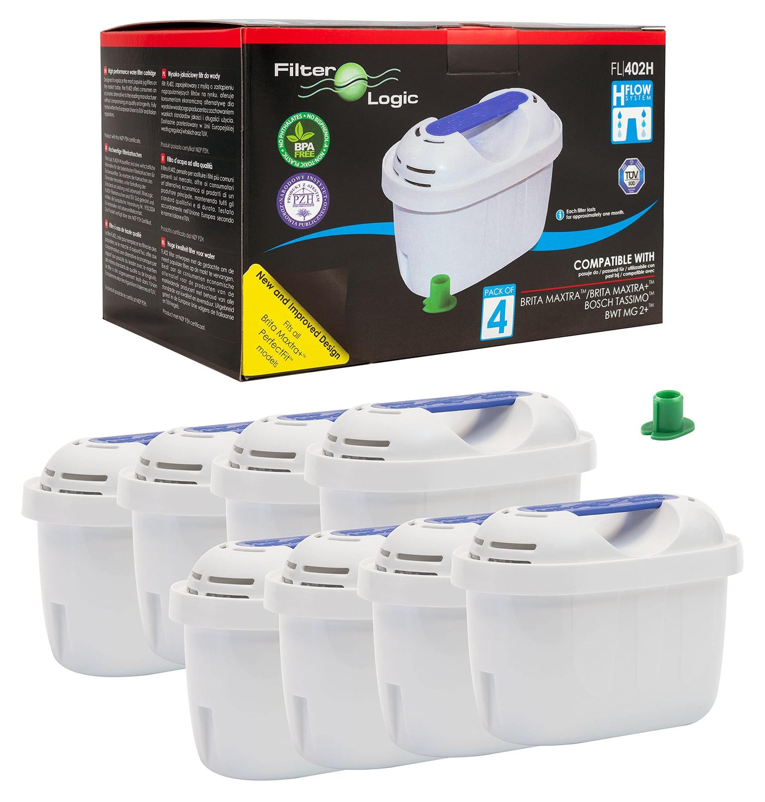 Dripio 8 waterfilterpatronen compatibel met Brita Maxtra+ Plus