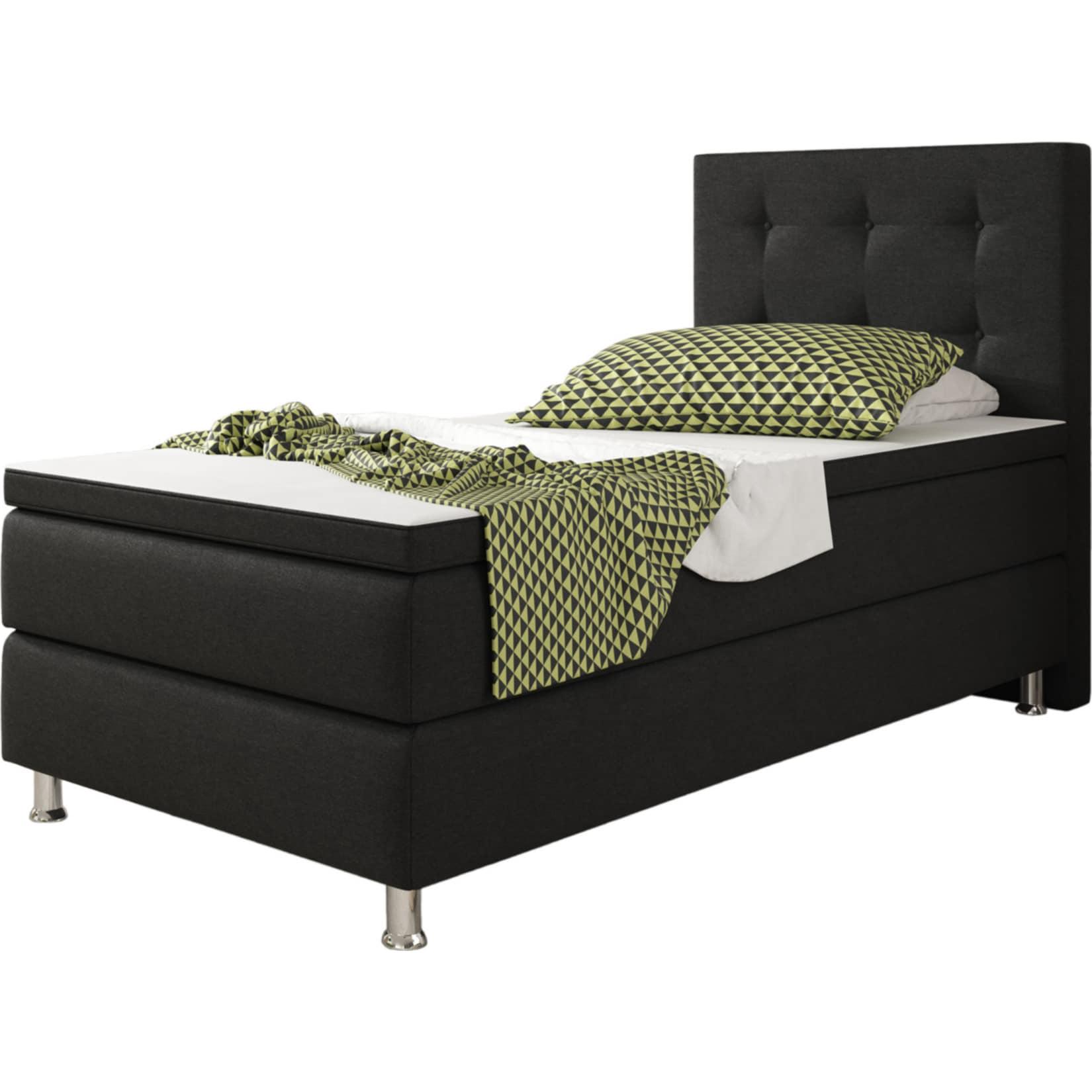 Inter Trading Boxspringbett Köln 90 x 200 cm, schwarz
