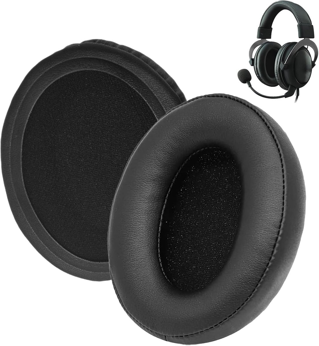 Zwarte vervangende oorkussens van geheugenschuim en eiwit PU-leer voor HyperX Cloud Stinger, Cloud Flight, CloudX, Cloud II, Cloud III, Cloud Alpha en Cloud Core hoofdtelefoons