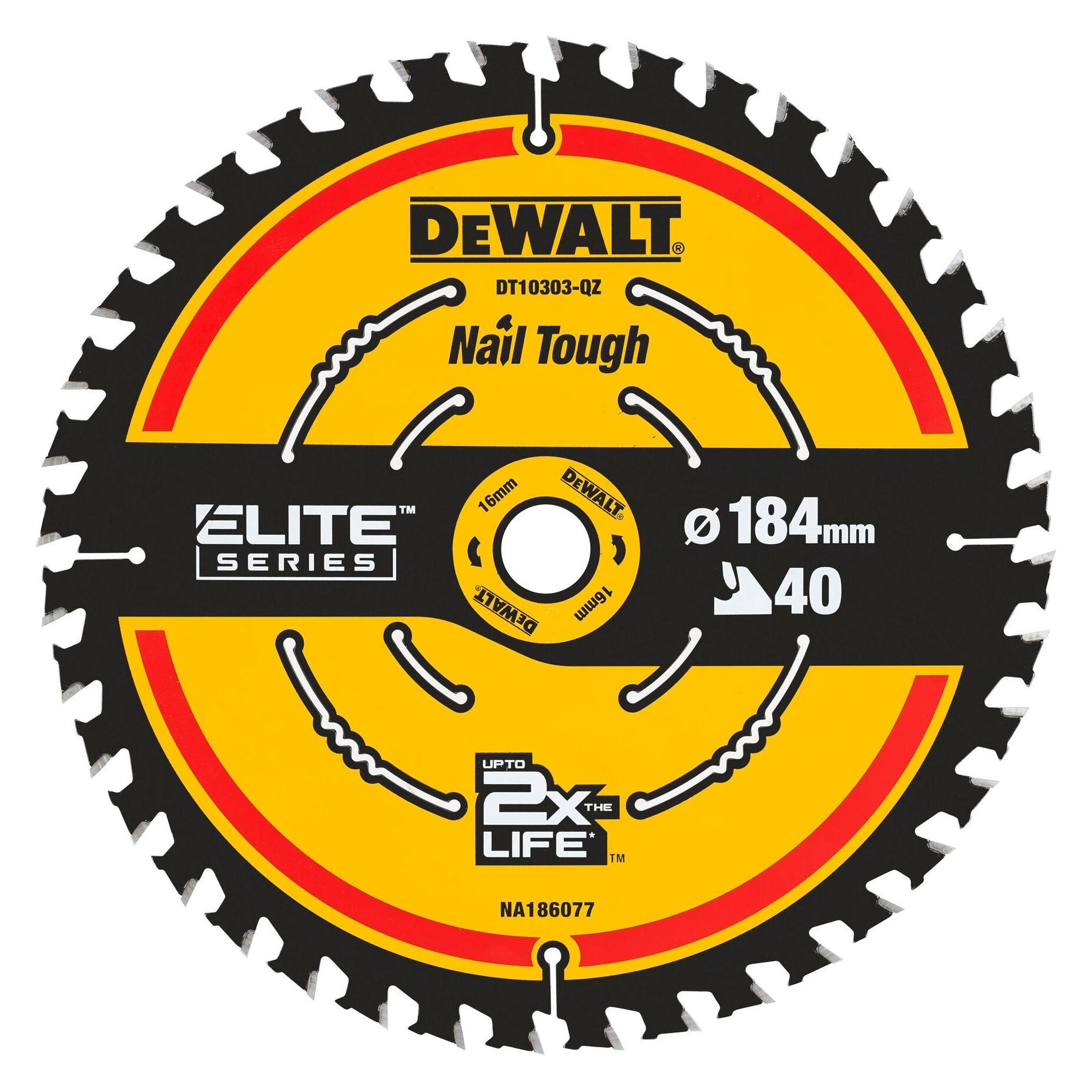 DeWalt PIŁA TARCZOWA DO ZAGŁĘBIARKI 184mmx40zx16mm (DT10303-QZ)