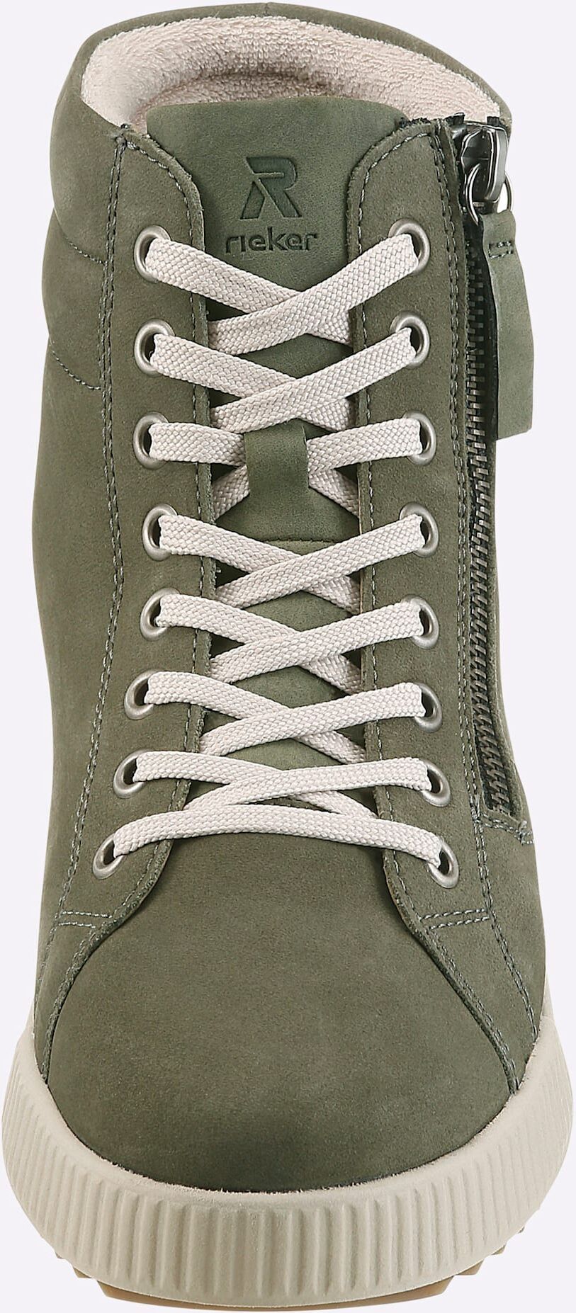 Stiefelette RIEKER, Damen, Gr. 42, grün (schilf), Glattleder, Schuhe Stiefelette schilf 42