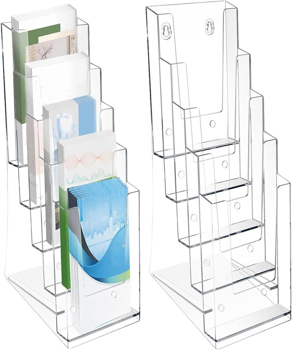 5-laagse transparante brochurehouder en flyer display van acryl