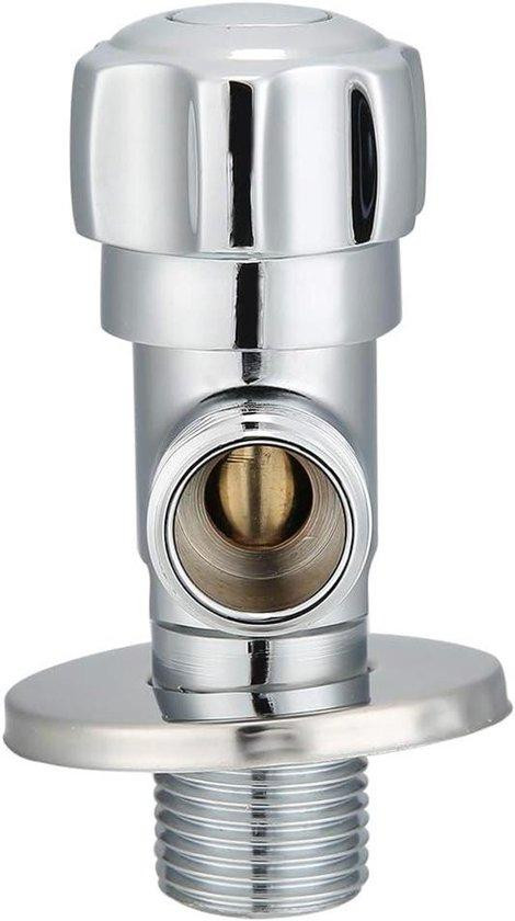 Hoekafsluiter Koper met Keramische Cartridge in Zilver - G1/2 Inch - Geschikt voor Badkamer en Keuken