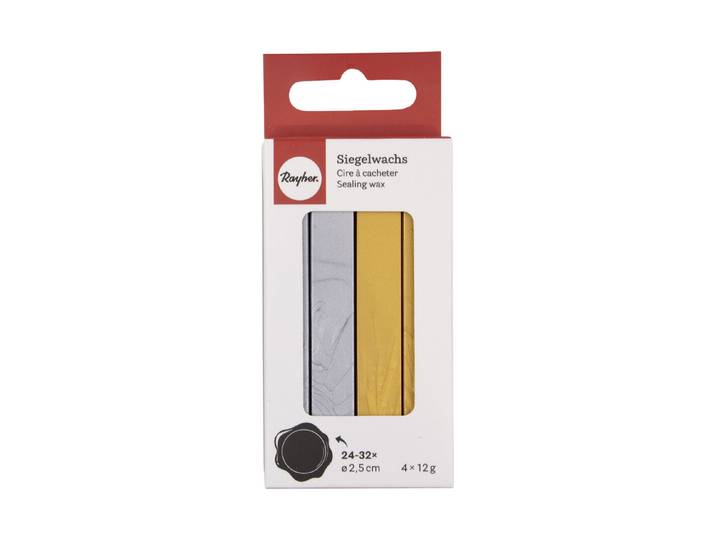 Siegelwachs, gold+silber, 2x2 Sticks à 12g, SB-Box 4Stück