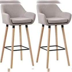 CLP 2er Set Barhocker Grant Stoff taupe