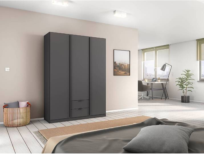 Armoire à portes battantes Style Up 136cm Gris/Gris métallisé Sans portes miroir