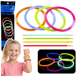 Im Dunkeln leuchtende Neon-Stick-Fluoreszenzarmbänder, 5 Stück.