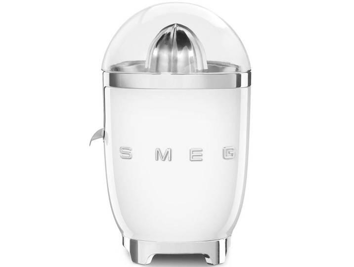 Smeg Zitronenpresse, Weiß, Metall, 16.6x28.1x16.6 cm, rutschfeste Gummifüße, Küchenzubehör, Küchenhelfer, Zitronenpressen