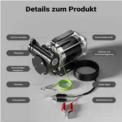 Wiltec, Wasserpumpe, Transferpumpe 12V 180W Kraftstoffpumpe 57l/min Förderpumpe Diesel/Benzin