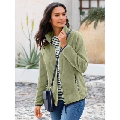 Fleecejacke CASUAL LOOKS, Damen, Gr. 46, grün (schilf), 100% Polyester, unifarben, Jacken Fleecejacke